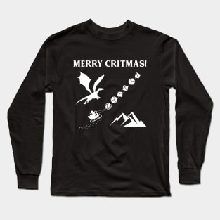 Merry Critmas Dragon Santa and Dice Set Tabletop RPG Gaming Long Sleeve T-Shirt